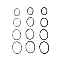 Multi-Pack Silvertone Hoop Nose Rings 12 Pack