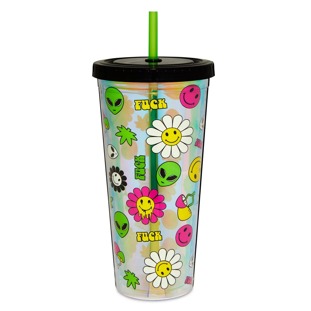 Smiley Faces Cup with Straw - 20 oz.