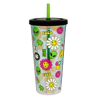Smiley Faces Cup with Straw - 20 oz.