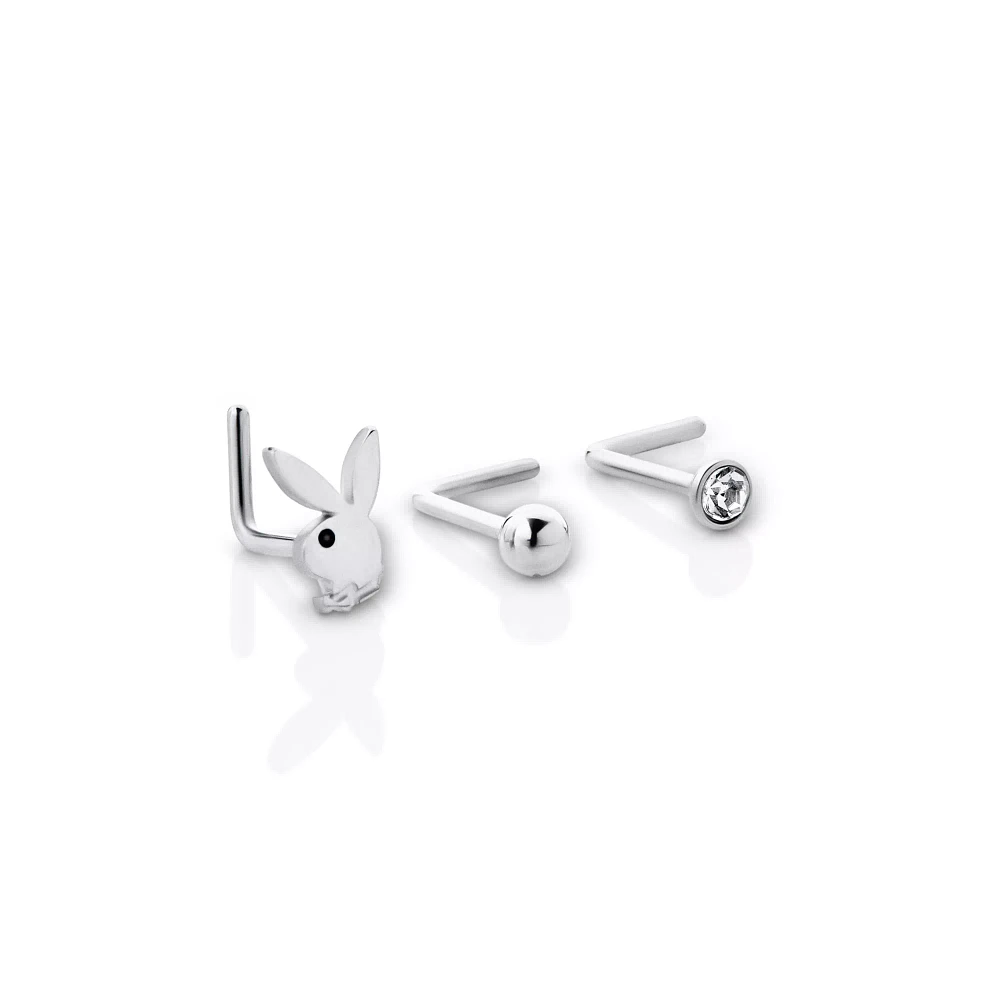 Multi-Pack CZ Playboy L-Bend Nose Rings