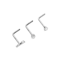 Multi-Pack CZ Playboy L-Bend Nose Rings