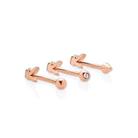 Multi-Pack CZ Rose Goldplated Playboy Curved Barbells 3 Pack - 16 Gauge