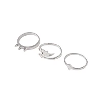 Multi-Pack Spike Skull and Wing Rings - 9 Pack
