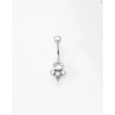 Round CZ Titanium Belly Ring - 14 Gauge