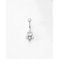Round CZ Titanium Belly Ring - 14 Gauge