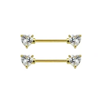 Clear CZ Heart Nipple Barbells