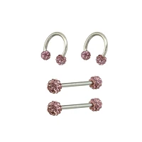 Multi-Pack CZ Nipple Horseshoe Rings and Barbells 2 Pair