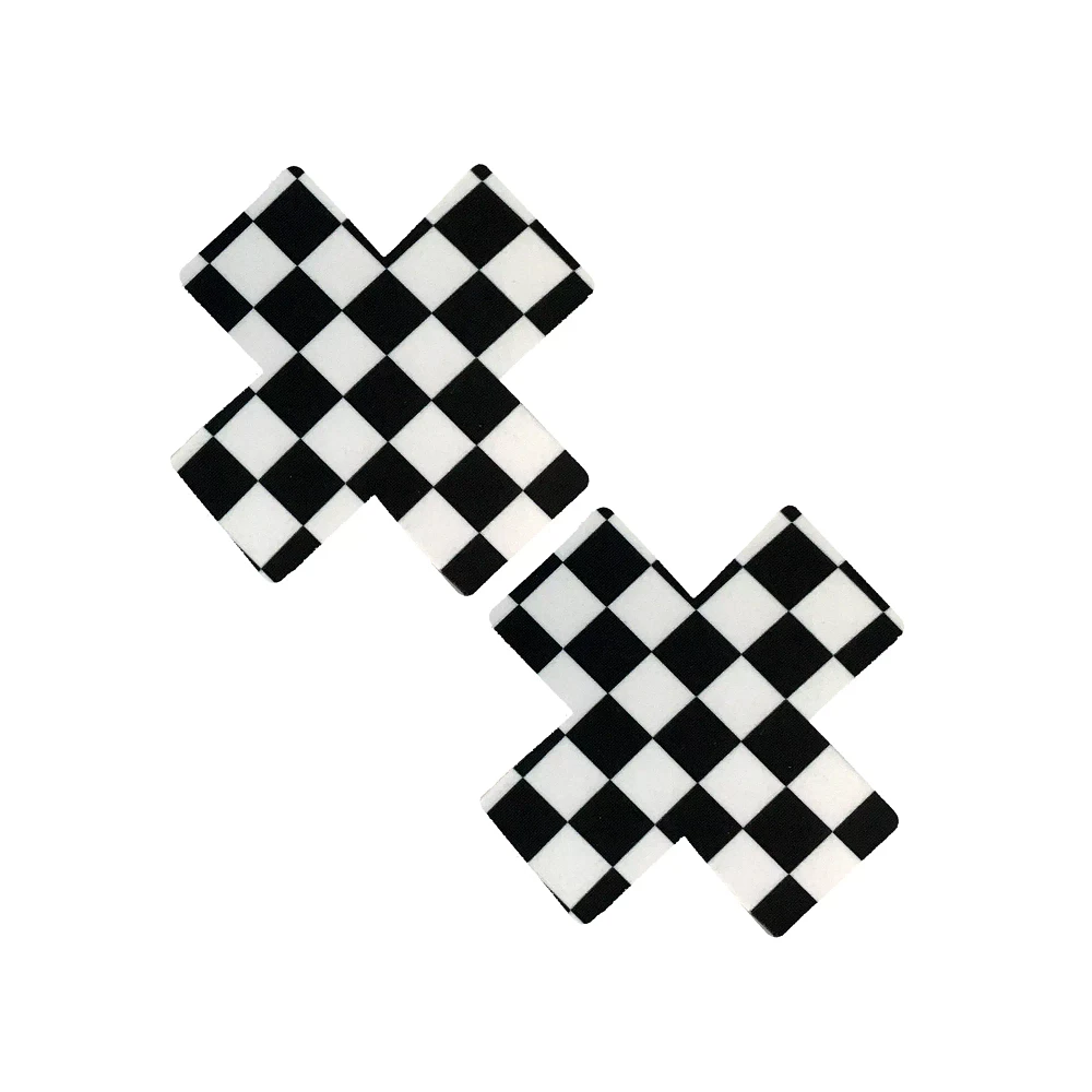 Black and White Checkered X Nipple Pasties