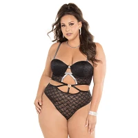 Black Lace Heart Charm Bodysuit