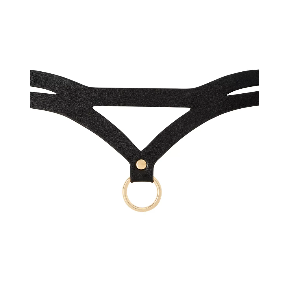 Bondage Collar with Goldtone Chain Leash - Pleasure Bound
