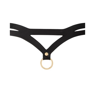Bondage Collar with Goldtone Chain Leash - Pleasure Bound