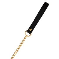 Bondage Collar with Goldtone Chain Leash - Pleasure Bound