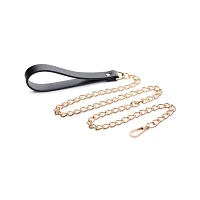 Bondage Collar with Goldtone Chain Leash - Pleasure Bound