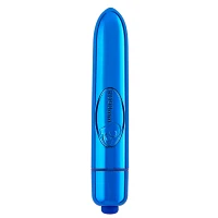 Blue Precious Metal 10-Function Waterproof Bullet Vibrator - 3.5 Inch