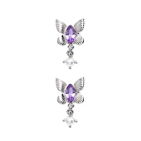 Purple Butterfly Dangle Fake Plugs - 18 Gauge