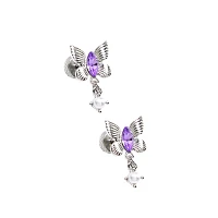 Purple Butterfly Dangle Fake Plugs - 18 Gauge