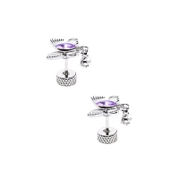 Purple Butterfly Dangle Fake Plugs - 18 Gauge
