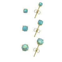 Multi-Pack Blue Opal-Effect Goldtone Stud Earrings - 3 Pair