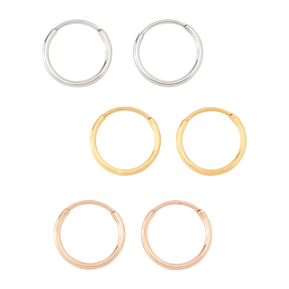 Multi-Pack Gold Silver Rose Goldtone Endless Hoop Earrings 6 Pack - 20 Gauge