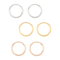 Multi-Pack Gold Silver Rose Goldtone Endless Hoop Earrings 6 Pack - 20 Gauge