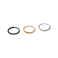 Multi-Pack CZ Black Silver Goldtone Hoop Earrings 6 Pack - 20 Gauge