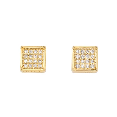 CZ Square Grid Earrings