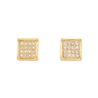 CZ Square Grid Earrings