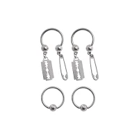 Multi-Pack Razor and Pin Horseshoe Rings and Captive Rings 4 Pack - 16 Gauge
