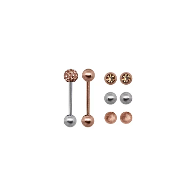 Pave Barbells with Extra Balls 8 Pack - 14 Gauge