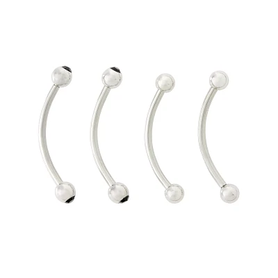 Multi-Pack Silvertone Black Stone Curved Barbells 4 Pack - 16 Gauge