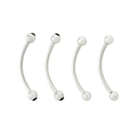 Multi-Pack Silvertone Black Stone Curved Barbells 4 Pack - 16 Gauge