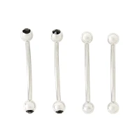 Multi-Pack Silvertone Black Stone Curved Barbells 4 Pack - 16 Gauge