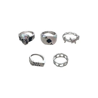 Multi-Pack Skull Domino Rings - 5 Pack