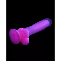 Glow in the Dark Glitter & Glow Waterproof Pink Vibrator 8 Inch - Hott Love Extreme