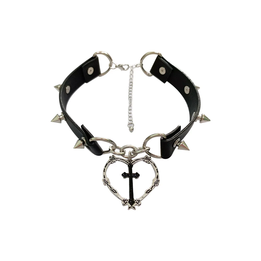 Barbed Wire Heart Choker Necklace