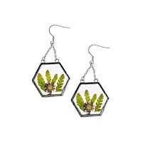 Resin Flower Hexagon Dangle Earrings