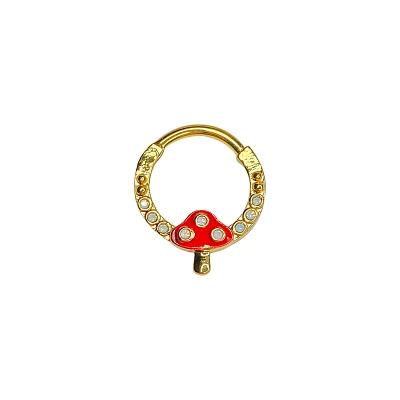 Goldplated Mushroom Hinged Septum Ring - 16 Gauge