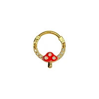 Goldplated Mushroom Hinged Septum Ring - 16 Gauge