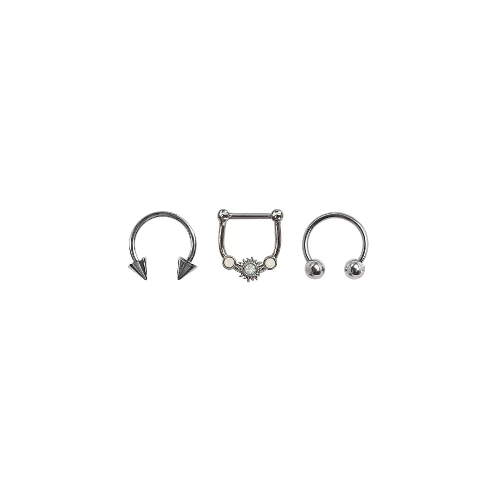 Multi-Pack Hinge and Horseshoe Septum Rings 3 Pack - 16 Gauge