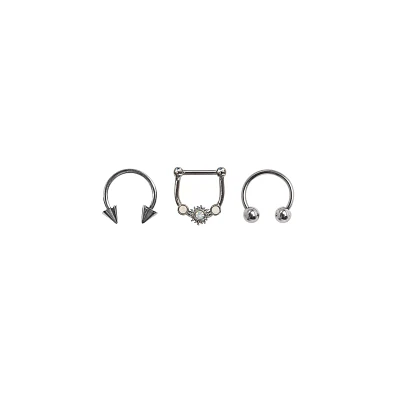 Multi-Pack Hinge and Horseshoe Septum Rings 3 Pack - 16 Gauge