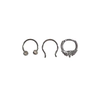 Multi-Pack Moth CZ Hinge Septum and Horseshoe Rings 3 Pack - 16 Gauge