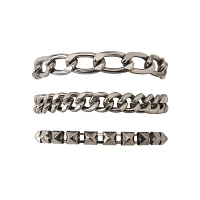 Multi-Pack Gray Chain Bracelets - 3 Pack