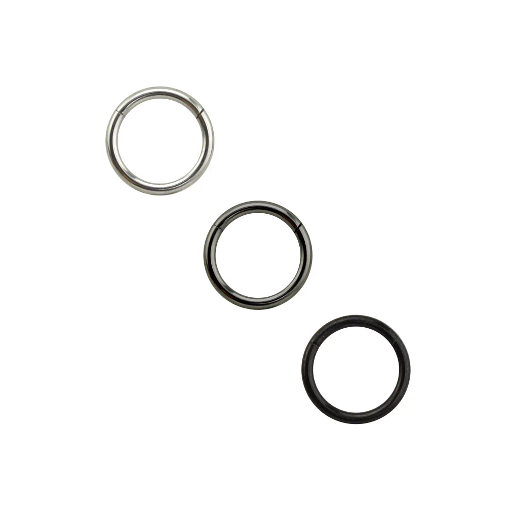Multi-Pack Black and Gray Clicker Septum Rings 3 Pack - 16 Gauge