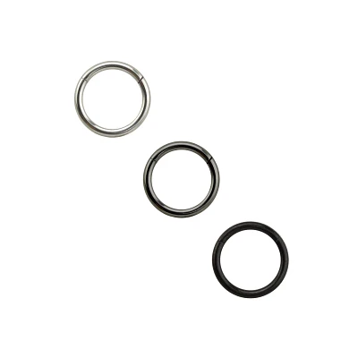Multi-Pack Black and Gray Clicker Septum Rings 3 Pack - 16 Gauge
