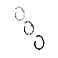Multi-Pack Black and Gray Clicker Septum Rings 3 Pack - 16 Gauge