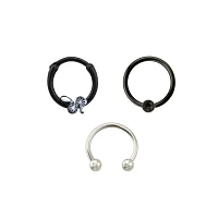 Multi-Pack Snake Captive Rings and Horseshoe Rings 3 Pack - 16 Gauge