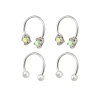 Multi-Pack Pearlized and CZ Horseshoe Rings 2 Pair - 16 Gauge