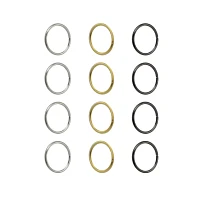 Multi-Pack Silvertone Goldtone Black Seamless Hoop Nose Rings 12 Pack