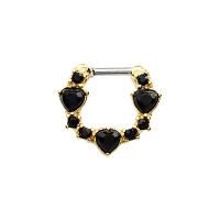 Goldtone Black Heart Septum Ring - 16 Gauge