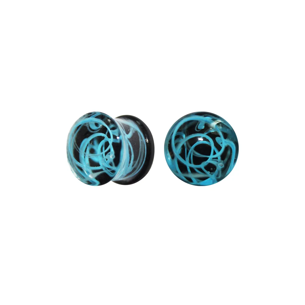 Blue Swirl Glass Plugs